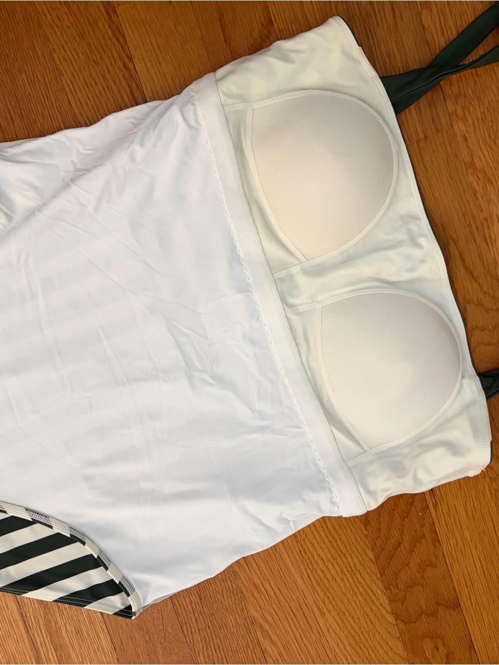 Summersalt Green and White Striped One-Piece with Dark Green Tie Straps - Picture 4 of 4